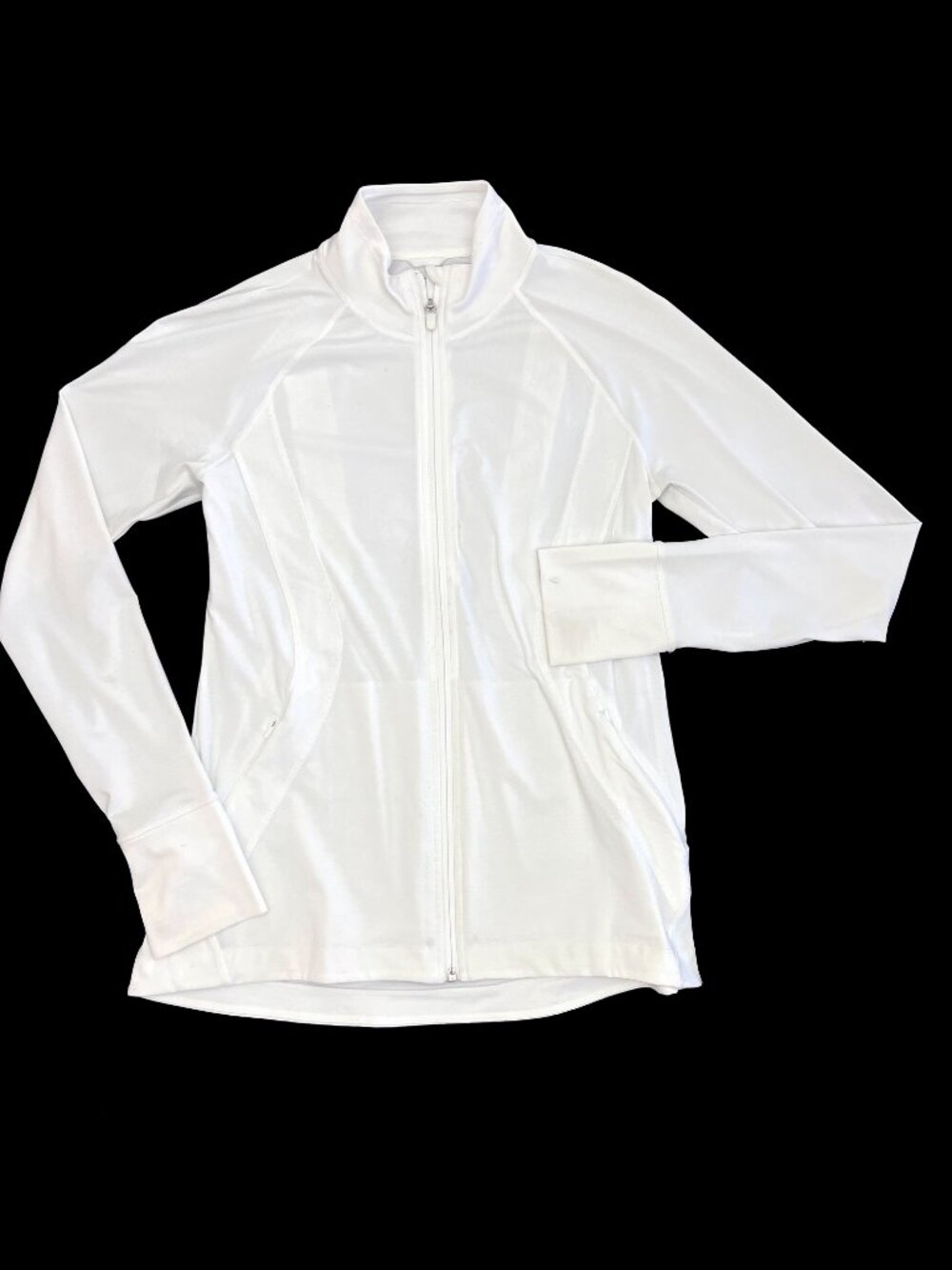Athleta Jacket Womens M White Full Zip Track Thumbholes Running Athletic